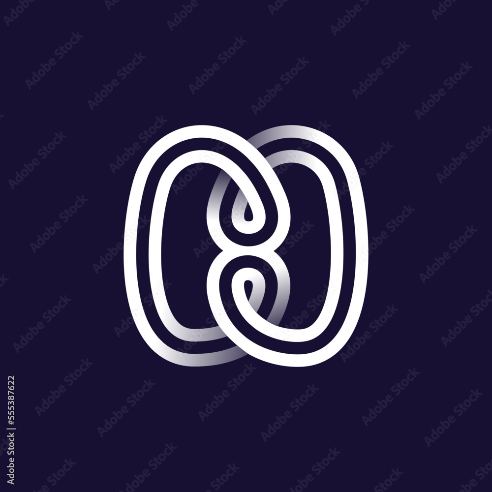 H letter logo made of two white parallel lines on black background. Infinite loop icon. H letter logo made of two white parallel lines on black background. Infinite loop icon.