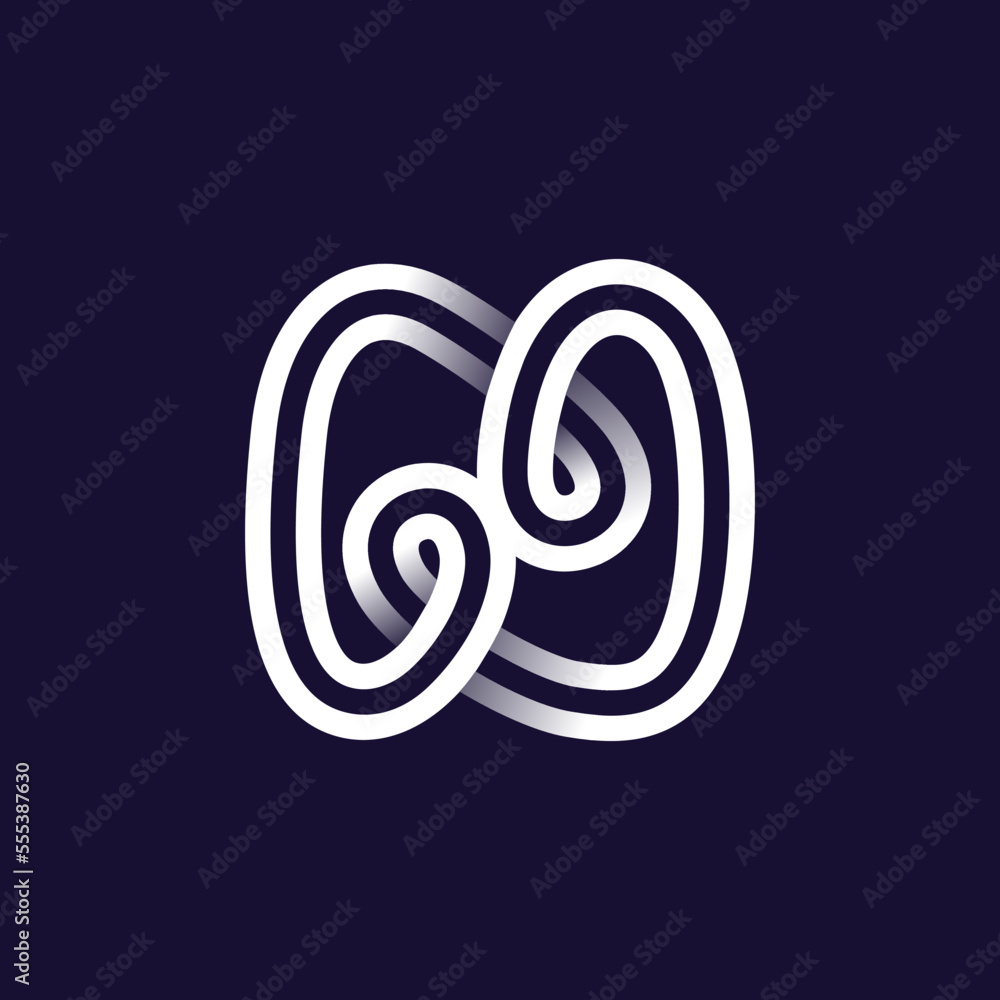H letter logo made of two white parallel lines on black background. Infinite loop icon. H letter logo made of two white parallel lines on black background. Infinite loop icon.