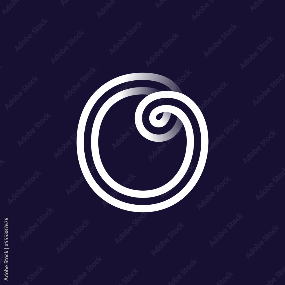 Fototapeta premium O letter logo made of two white parallel lines on black background. Infinite loop icon.