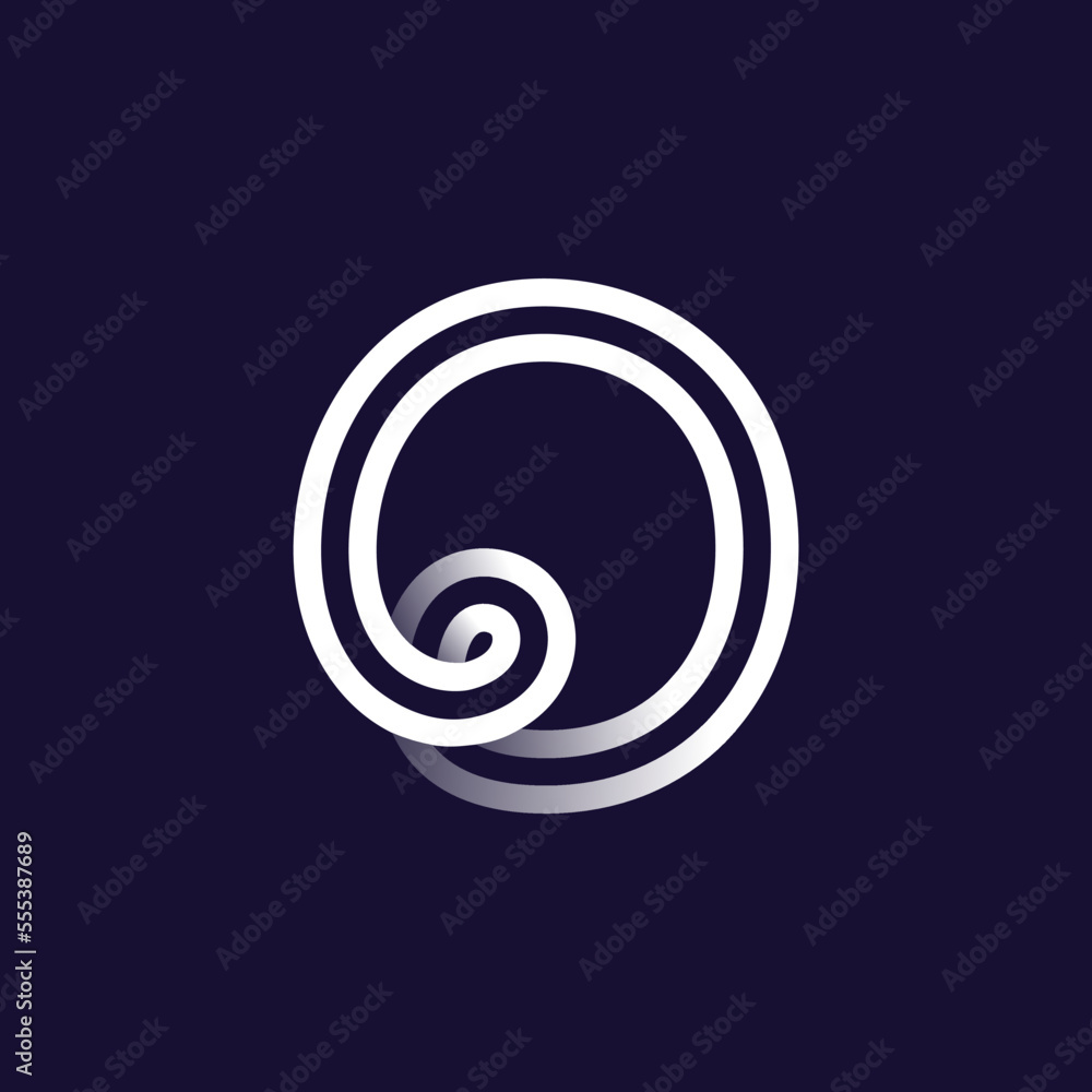 Number zero logo made of two white parallel lines on black background. Infinite loop icon. Number zero logo made of two white parallel lines on black background. Infinite loop icon.