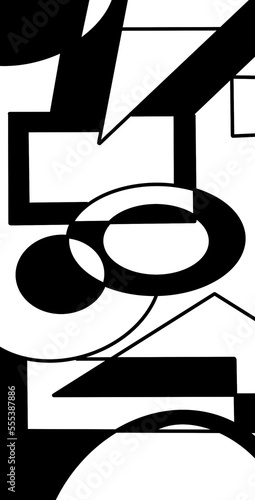 black and white background with geometric abstract shapes. vertical size. cover or textile print