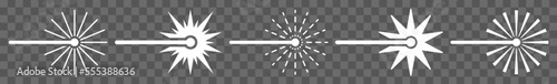 Laser Beam Icon White Laser Beams Set | Lasers Icon Beam Vector Illustration Logo | Laser-Beam Ray Icon Isolated Optical-Laser Beam Light Collection