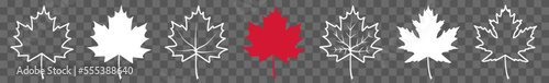 Maple Leaf Icon White Red Canada Maple Leaf Set | Maple Leaves Icon Canadian Vector Illustration Logo | Maple-Leaf Icon Isolated Maple Leaf Collection
