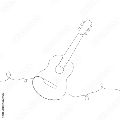 Continuous line drawing of acoustic guitar