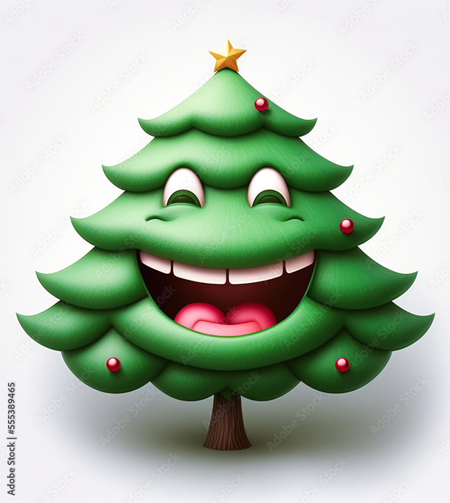 Christmas Tree Emoji. Generative AI Stock Illustration Adobe Stock