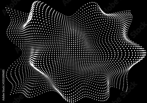 Halftone pattern overlay - 3d abstract shape design element - curved rectangle grid
