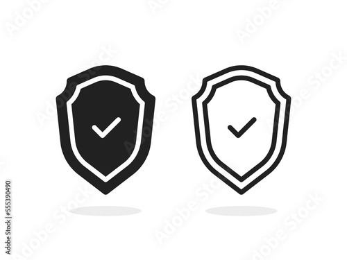 two black shield with checkmark like protect icon