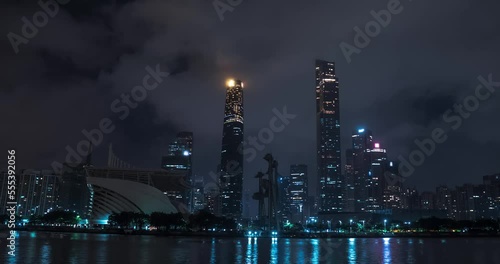 Wallpaper Mural Timelapse of Guangzhou downtown with skyscrapers at night Torontodigital.ca