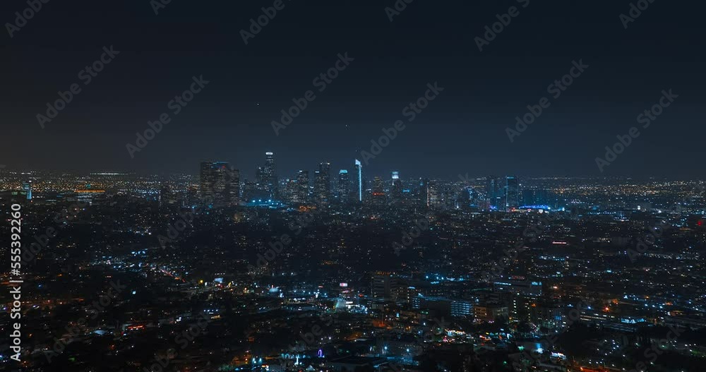 Timelapse of Los Angeles downtown at night. Big american city Timelapse of Los Angeles downtown at night. Big american city