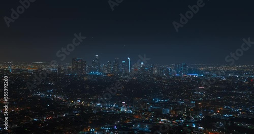 Wallpaper Mural Timelapse of Los Angeles downtown at night. Big american city Torontodigital.ca