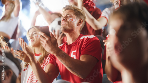 Photography Sport Stadium Event: Handsome Caucasian Man Cheering