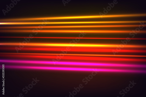 Vector illustration of high speed light effect. Abstract colorful speed background with lines in shape of track turn. Speed lines
