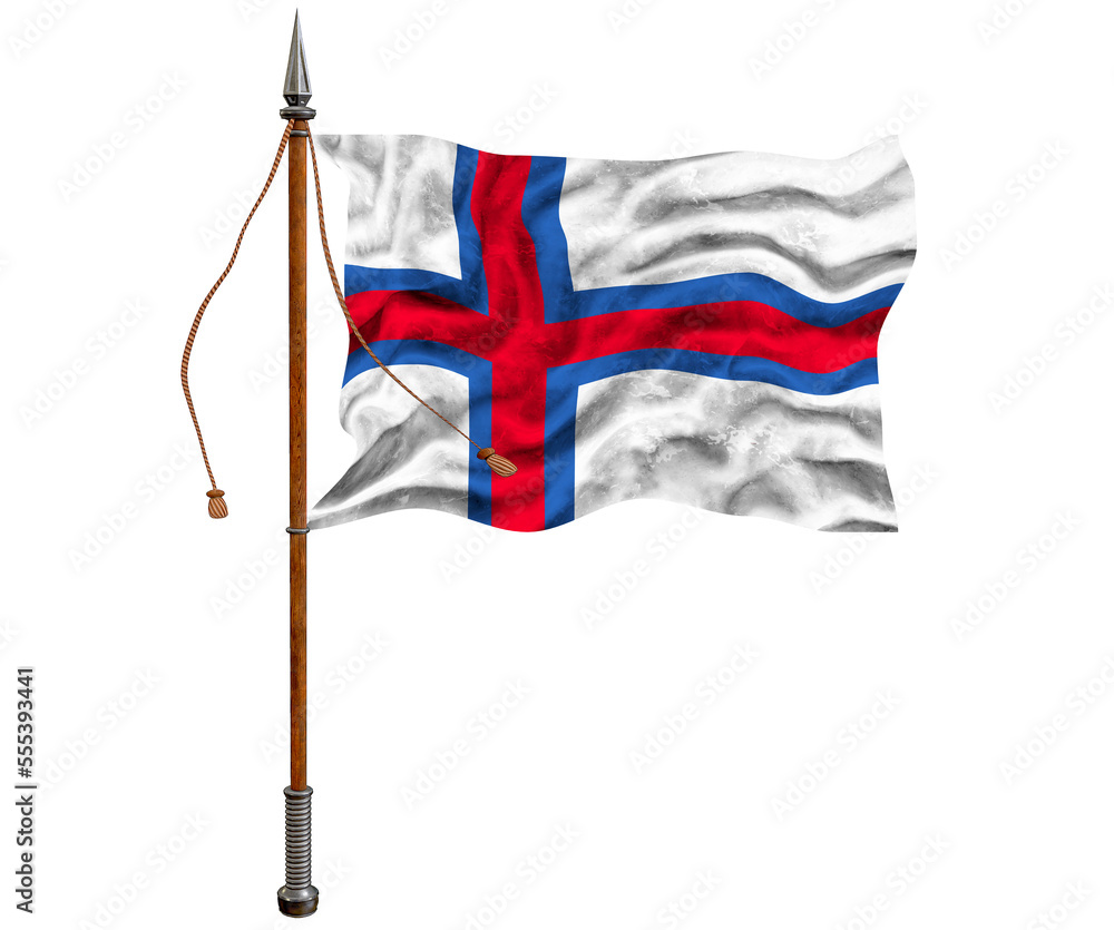 National flag of Faroe islands. Background  with flag of Faroe islands.