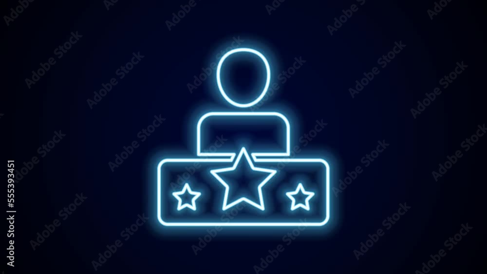 Glowing neon line Actor star icon isolated on black background. 4K Video motion graphic animation Glowing neon line Actor star icon isolated on black background. 4K Video motion graphic animation