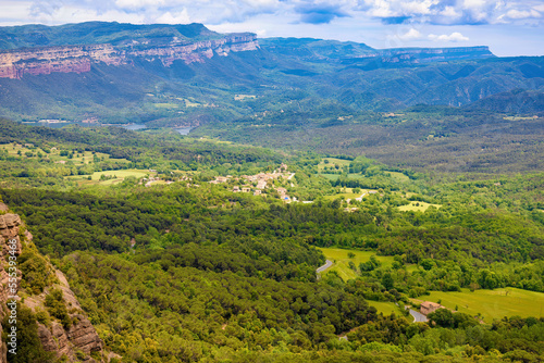 Aerial view of the impressive forests of the natural park of Guillerias and Collsacabra, Catalonia, Spain