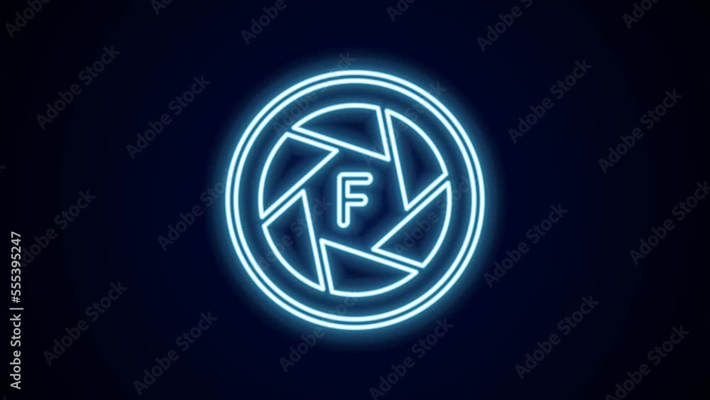 Glowing neon line Camera shutter icon isolated on black background. 4K Video motion graphic animation Glowing neon line Camera shutter icon isolated on black background. 4K Video motion graphic animation