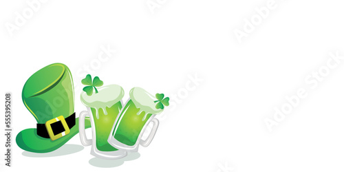 st patricks hat illustration with green beers - Saint patrick theme banner