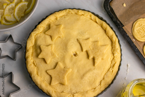 lemon pie ready for the oven