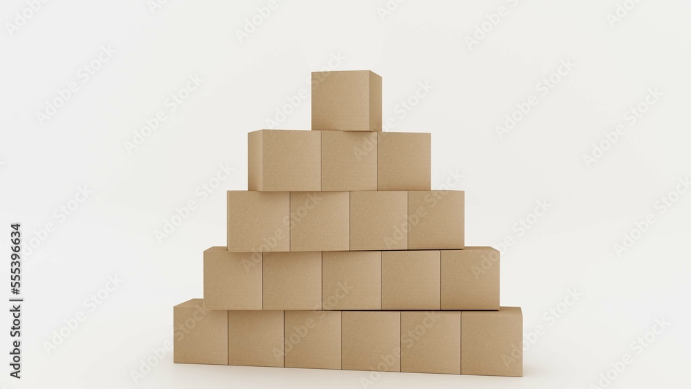 Christmas tree made of kraft boxes. 3d rendering. Christmas tree made of kraft boxes. 3d rendering.