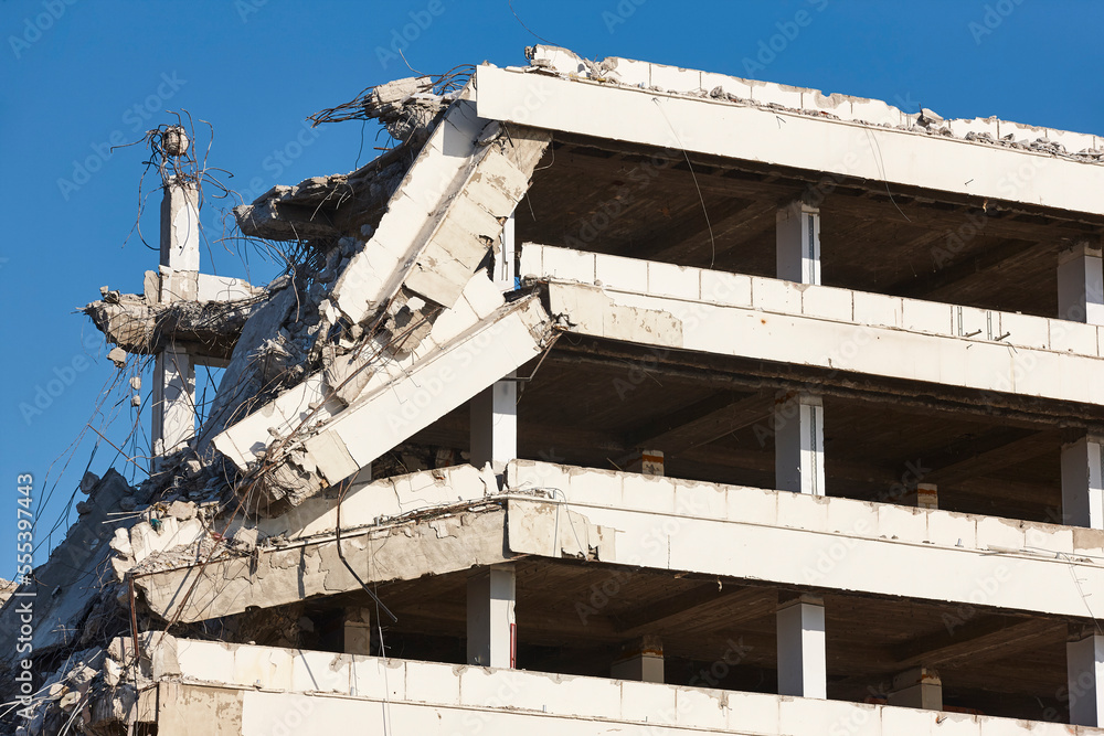 Building destroyed by earthquake. War disaster. Disaster Building destroyed by earthquake. War disaster. Disaster