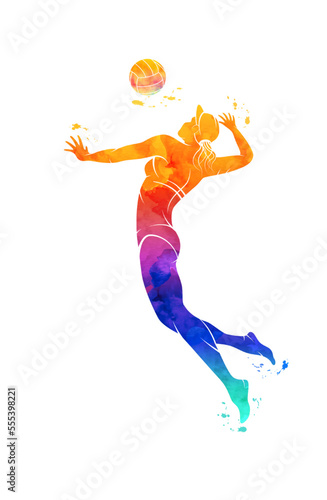 Volleyball player with a ball. Vector illustration of a beach volleyball player with a ball. Sketch for creativity.