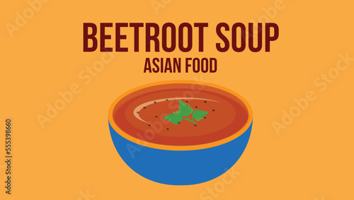 Beetroot soup Asian food vector