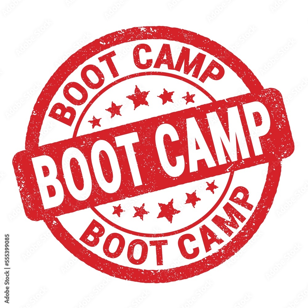 BOOT CAMP text written on red round stamp sign. BOOT CAMP text written on red round stamp sign.