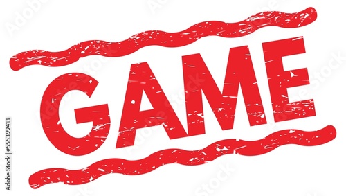 GAME text on red lines stamp sign.