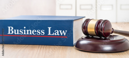 A law book with a gavel - Business law
