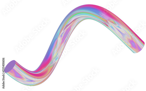 Abstract gradient holographic shape, 3d rendering