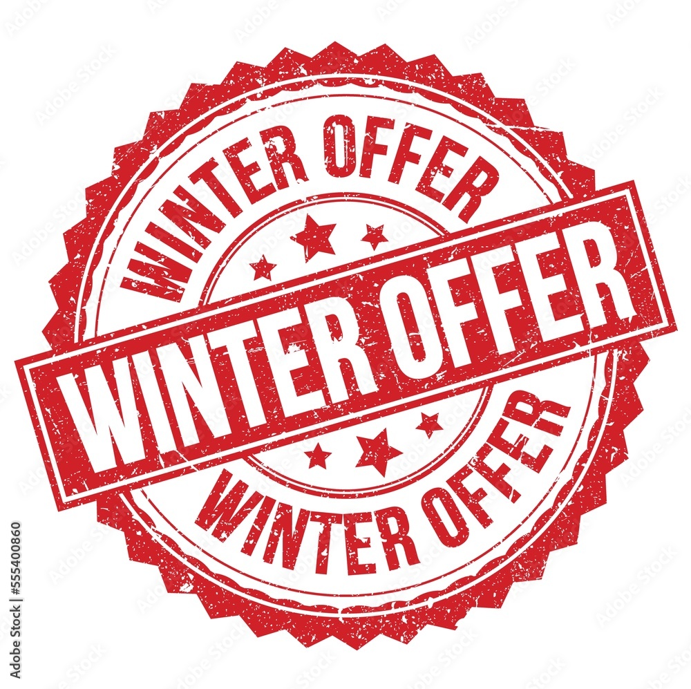 WINTER OFFER text on red round stamp sign