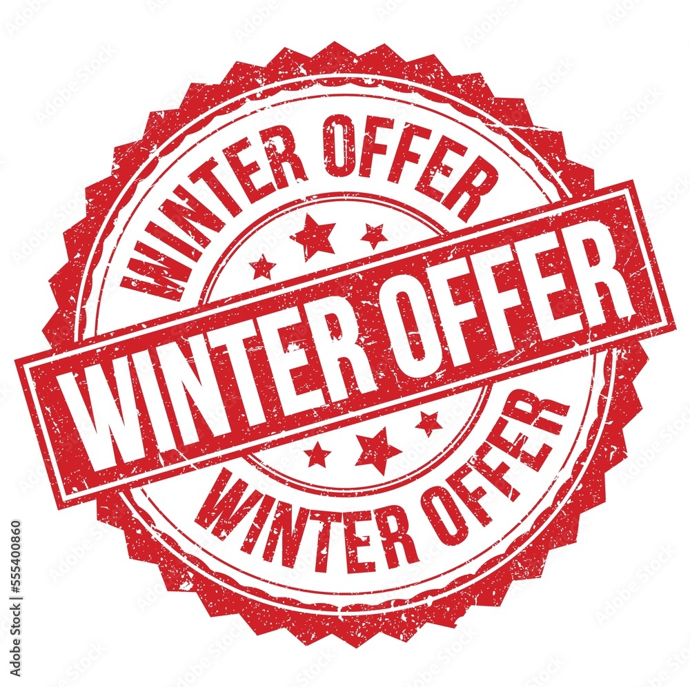 WINTER OFFER text on red round stamp sign WINTER OFFER text on red round stamp sign