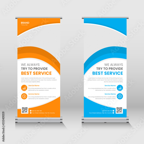 Creative business agency roll up banner design or pull up banner template
