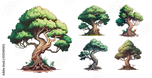 Vector cartoon trees set	
