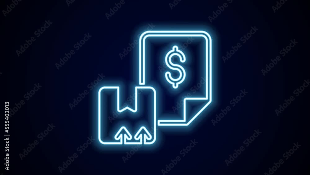 Glowing neon line Waybill icon isolated on black background. 4K Video motion graphic animation Glowing neon line Waybill icon isolated on black background. 4K Video motion graphic animation