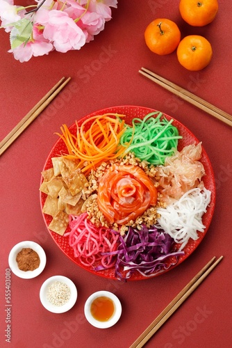 Healthy Delicious Homemade Yee Sang Salad. photo