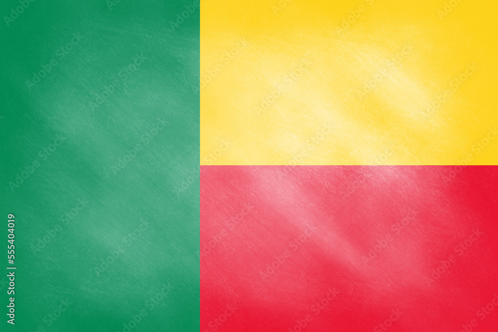 The flag of Benin on a retro background The flag of Benin on a retro background
