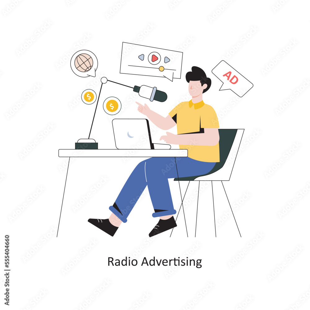 Radio Advertising Flat Style Design Vector illustration. Stock illustration Radio Advertising Flat Style Design Vector illustration. Stock illustration