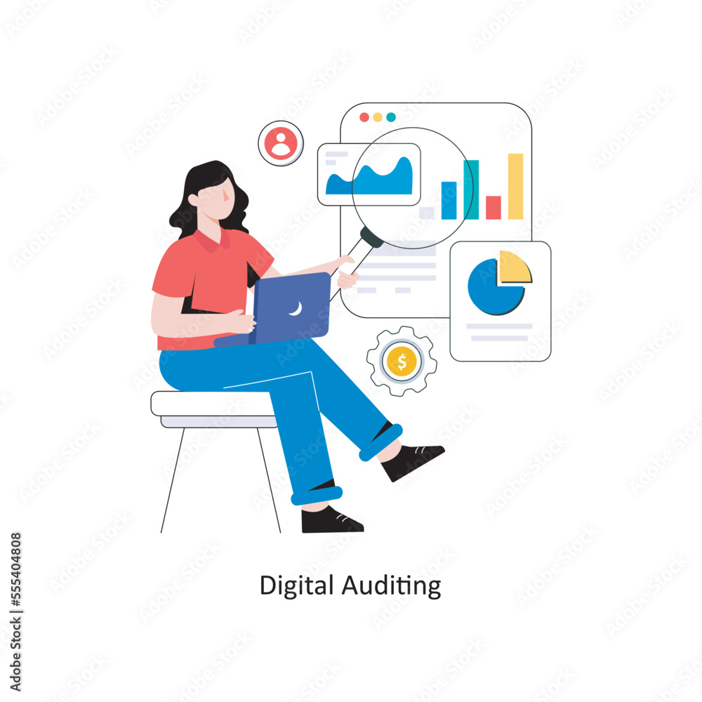 Digital Auditing Flat Style Design Vector illustration. Stock illustration Digital Auditing Flat Style Design Vector illustration. Stock illustration