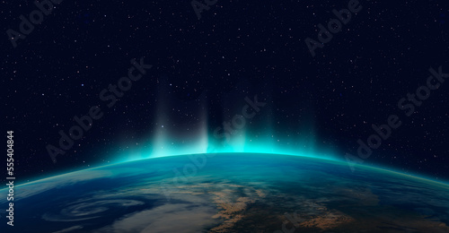 Northern lights aurora borealis over planet Earth "Elements of this image furnished by NASA" © muratart