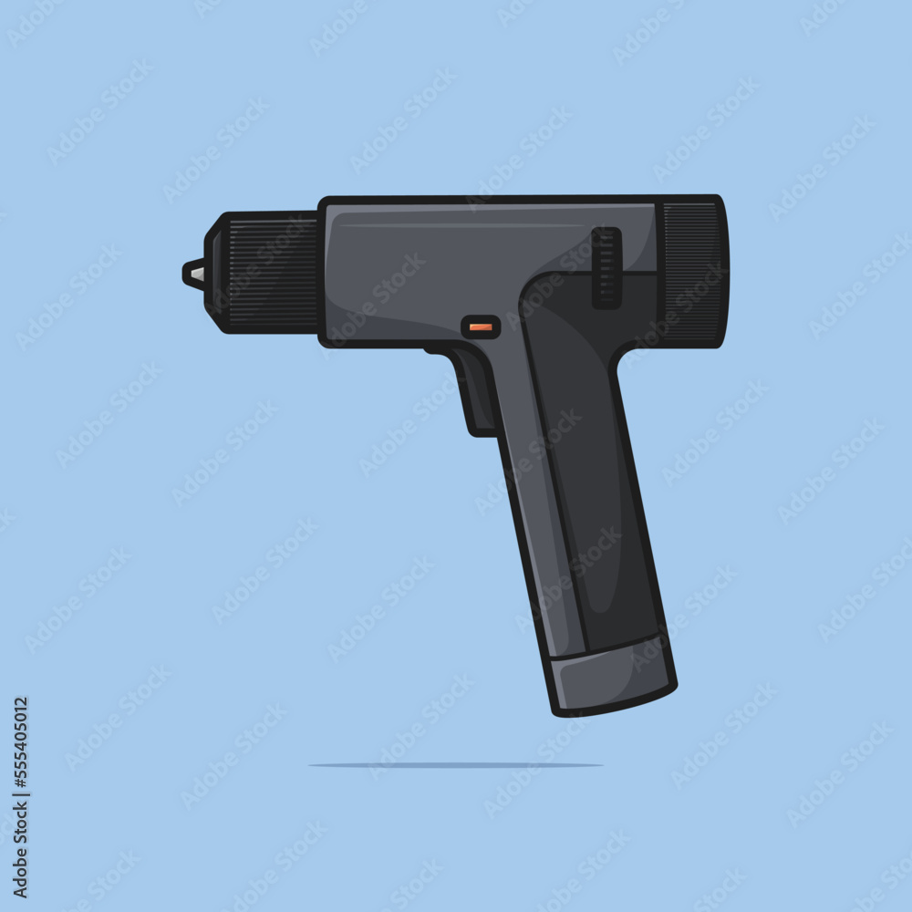 Cordless screwdriver with a drill isolated on blue background Cordless screwdriver with a drill isolated on blue background