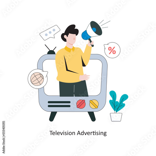Television Advertising Flat Style Design Vector illustration. Stock illustration