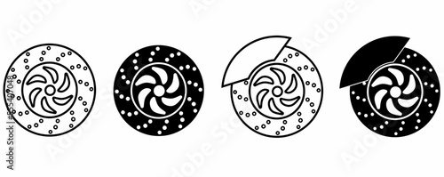 disc brake icon set isolated on white background