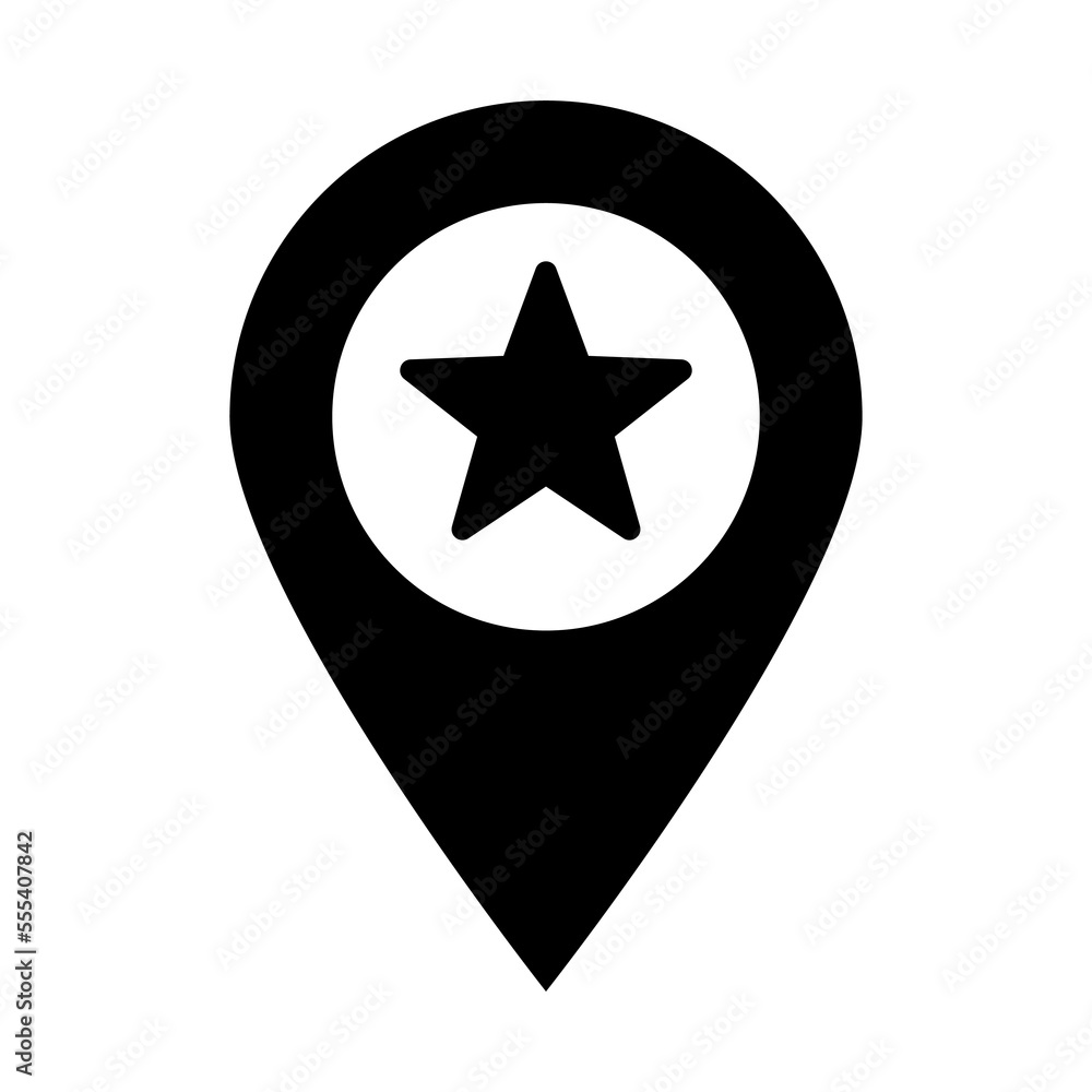 Favorite place map pointer icon. Maps pin with star icon. Map pointer with star icon. Favorite place map pointer icon. Maps pin with star icon. Map pointer with star icon.