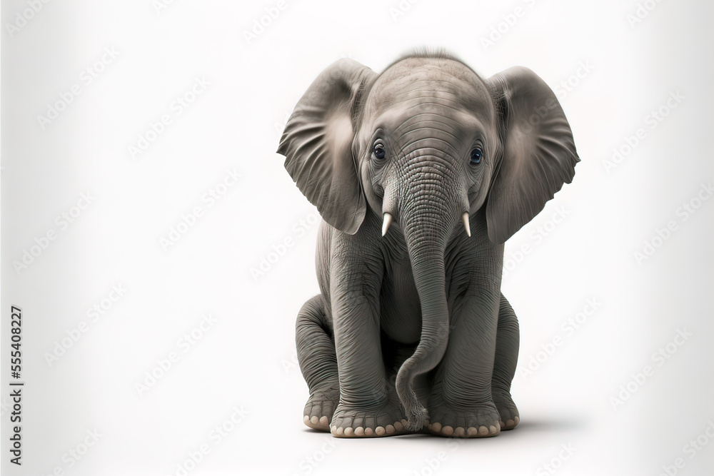 Süsser kleiner Baby Elefant sitzend, 3d Rendering