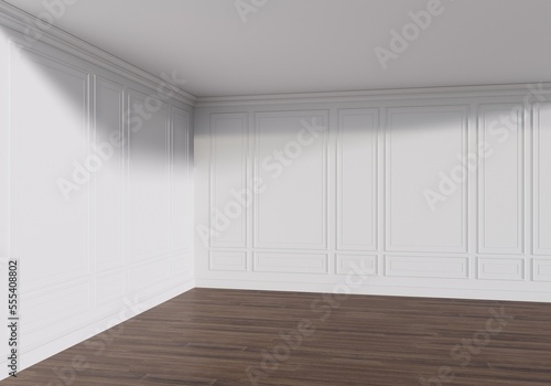 Pure white minimalist interior design 3d rendering
