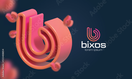 Colorful Letter Logo Bixos Alphabet B Monogram - 3D Logo Included