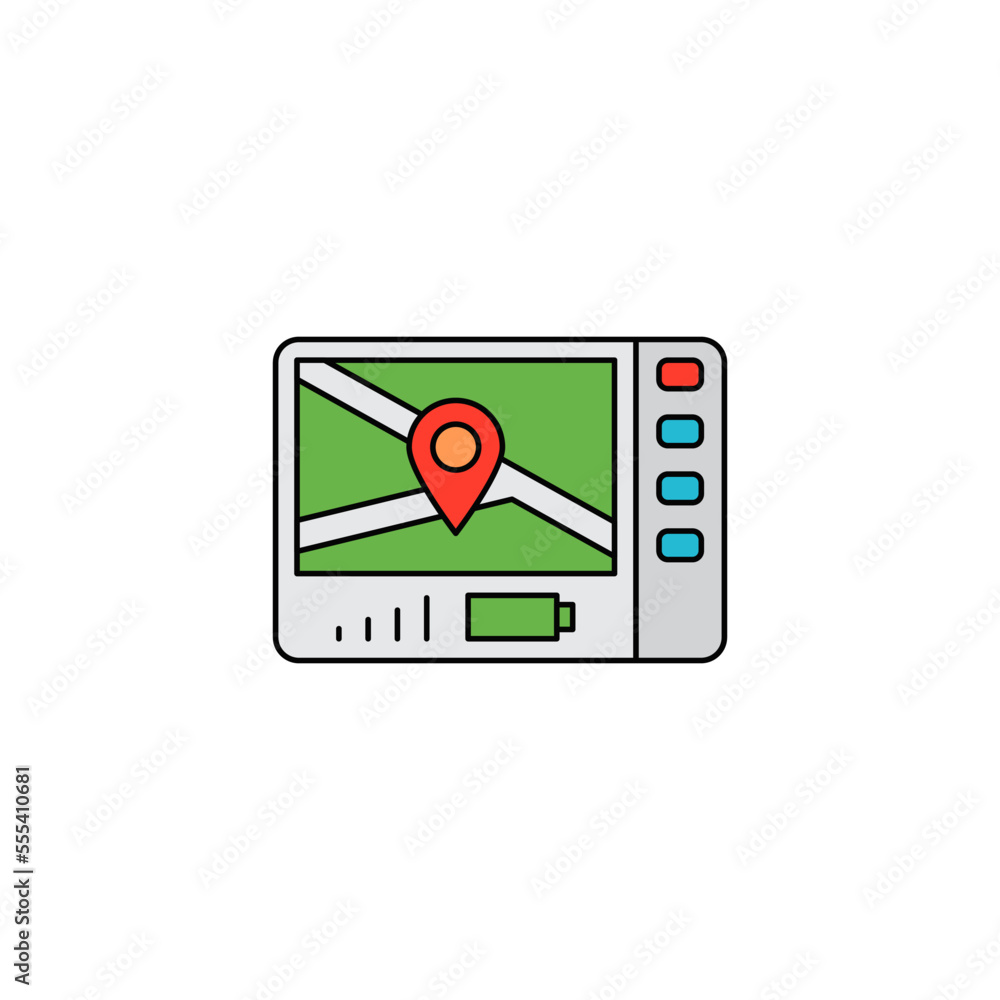 GPS Navigation device icon in color, isolated on white background GPS Navigation device icon in color, isolated on white background