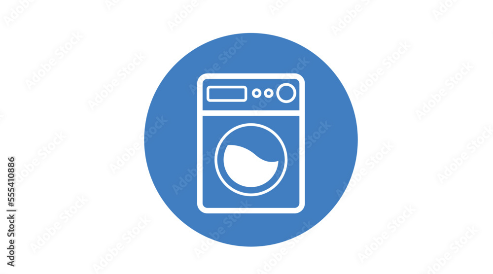 Washing machine blue rounded icon or sign. Vector isolated illustration Washing machine blue rounded icon or sign. Vector isolated illustration