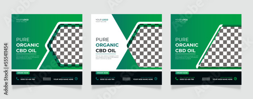 Hemp product cbd oil social media post banner design template 
